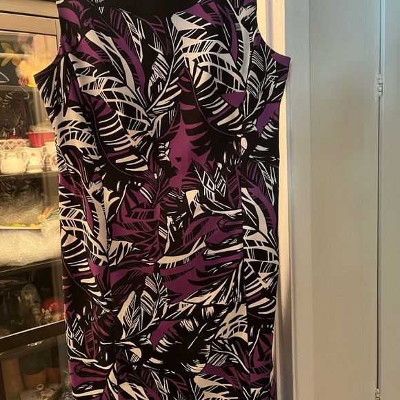 Alyx Black and Purple Leaf Print Dress - Picture 9 of 12